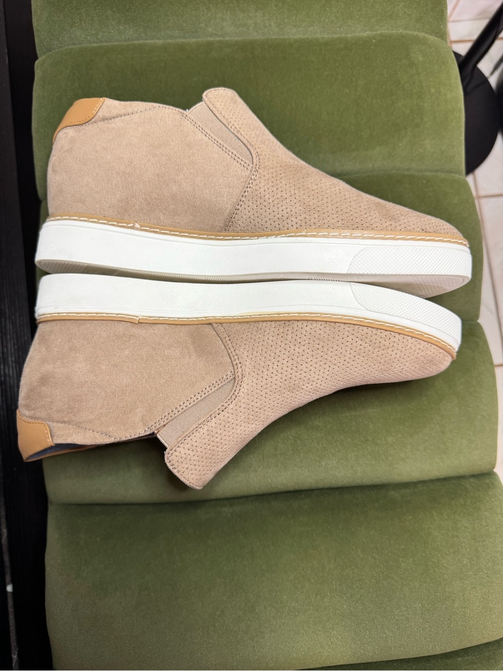 Dr. Scholl's Men's Beige Perforated Slip-On Loafers - Picture 7 of 12